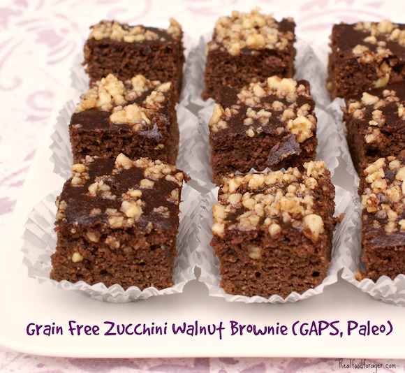 Recipe: Grain Free Zucchini Walnut Brownie (GAPS, Paleo) post image